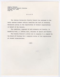 10: Release of Information on Faculty Council Deliberations, 14 November 1966