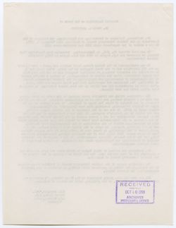 Memorial Resolution for Frank Gastineau, ca. 04 February 1958