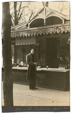 Coughlan standing in front of bar in Paris