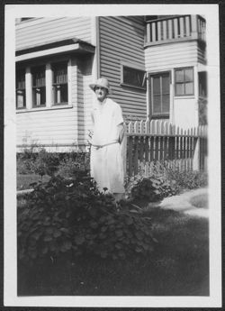 Lida Carmichael at 3037 Graceland Avenue, Indianapolis, Indiana, 1929-1930.