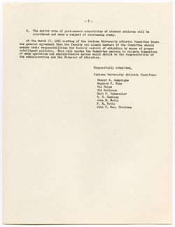 16: Report of the Athletics Committee, March 1961