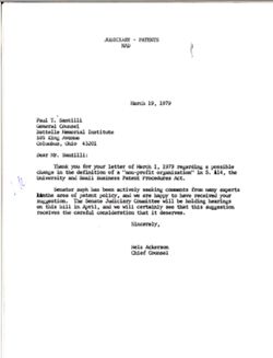 Letter from Nels Ackerson to Paul T. Santilli of the Battelle Memorial Institute, March 19, 1979