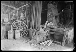 Interior blacksmith shop, Mahalasville, horizontal view