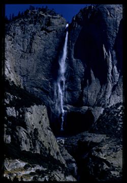 Upper Yosemite Falls from footbridge over Merced  Cushman CL-EK