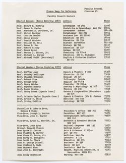 01: Faculty Council Membership List, ca. 17 September 1968