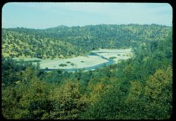 S-curve of Yuba river seen from Calif. Hwy 20. Central Yuba county.