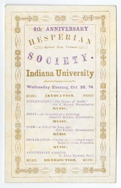 Fourth Anniversary program, 1874