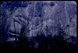 East face of Glacier Point seen fromtrail up to Vernal fall. Yosemite.