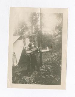 Margaret Howard at a campsite