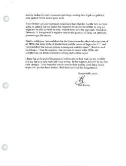 Letter from Bob Kerrey to Thomas H. Kean and Lee H. Hamilton, February 11, 2004