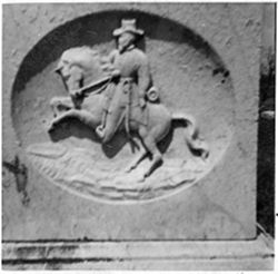 Civil War Soldier on Horse S. Face. Volney Hobson Capt. Co. E 9th Ind. Cavalry. Killed in Battle of Franklin Tenn. Dec. 17 1864 36 yrs 8 mos 8 days. Repeat of #3