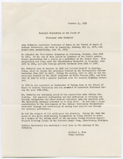 Memorial Resolution for John Gottwald, ca. 01 November 1955