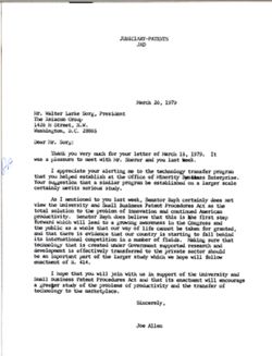 Letter from Joe Allen to Walter Larke Sorg of The Xelacom Group, March 26, 1979