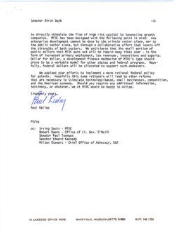 Letter from Paul Kelley of Massachusetts Technology Development Corporation to Birch Bayh, March 27, 1979