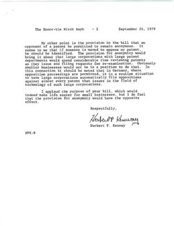 Letter from Herbert P. Kenway to Birch Bayh re S. 1679, September 24, 1979