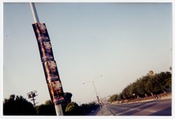 Promotional flyers on light pole for the movie “Welcome to Death Row”