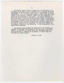 05: Faculty Council Resolution Regarding the DuBois Club, 11 October 1966