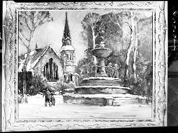 Church and fountain by Ruth Anderson