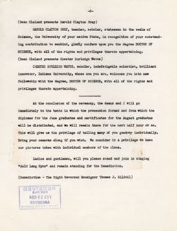 "Remarks and Introduction of Governor Craig and President Emeritus Bryan Commencement." -Stadium June 15, 1953