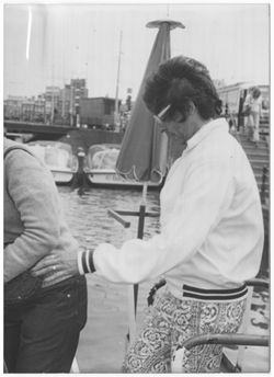 Mary Perry Smith getting on boat