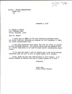 Letter from Birch Bayh to Donald W. Banner, December 6, 1979