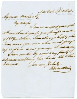 W. C. Maitland, New York to Alexander Maclure, New Harmony., 1848 Sept. 20