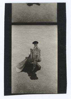 Item 0111a.  All long shots taken from above, showing Liceaga in the bull ring making passes with his cape. 1 ½ prints.