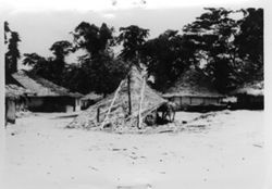 Collapsed thatched roof "kitchen"