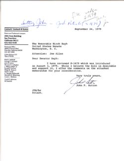 Letter from John P. Sutton to Birch Bayh, September 24, 1979