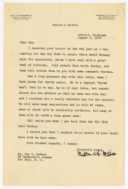 8 August 1923: To: Roy W. Howard. From: Milton A. McRae.
