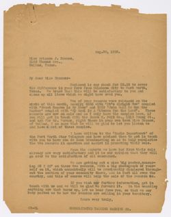 [E.A. Fearn?] to Dranes regarding record sales, reimbursements, and promotions, August 20, 1926