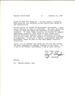 Letter from Ray E. Snyder to Birch Bayh, January 31, 1979