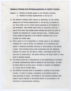 Proposal by Henry Remak Concerning Organization of the Athletics Committee, ca. 18 March 1958