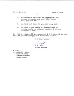Letter from R. L. Davis of the Purdue Research Foundation to Joe Allen, July 6, 1979