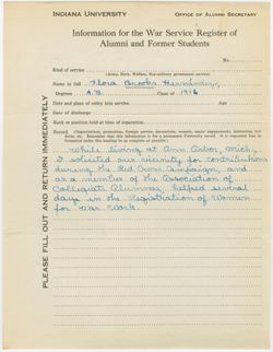 Brooks (Hernandez), Flora - Red Cross and Registration of Women for War Work