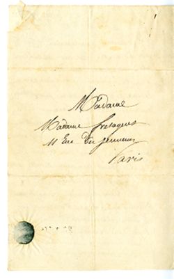 [Unknown] to Madame Fretageot, Paris., 1832, Aug. 27[?] 