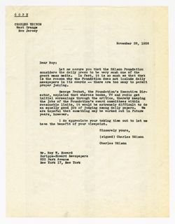 30 November 1956: To: Charles Edison. From: Roy W. Howard.