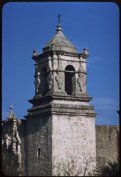 Top of tower of Mission San Jose church San Antonio, Texas