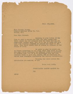 [E.A. Fearn?] to Dranes, regarding future releases and recording works by other composers, September 4, 1926