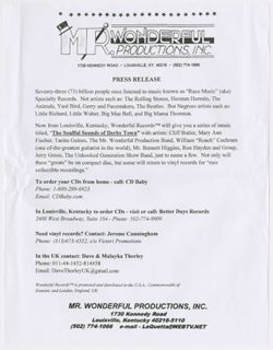 Press release with header and footer, circa 2005