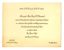 Roy and Margaret Howard's wedding anniversary invitation