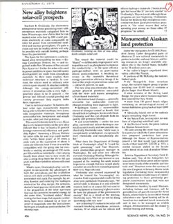 New alloy brightens solar-cell prospects,Science News, Vol. 114, No. 24, December 9, 1978