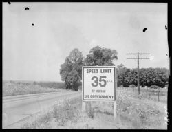 Highway speed sign--35 miles--2 negs