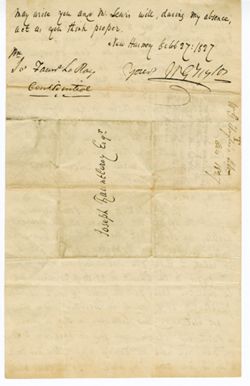 W.G. TAYLOR, New Harmony. To Joseph FAUNTLEROY., 1827 Oct. 27
