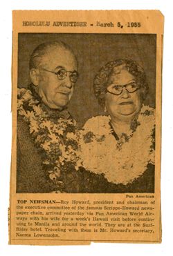 Roy and Margaret Howard in newspaper
