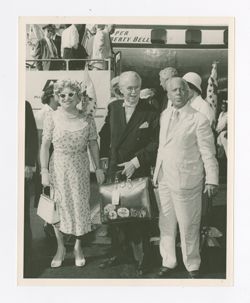 Roy and Peg Howard with Herbert Moses exiting a plane