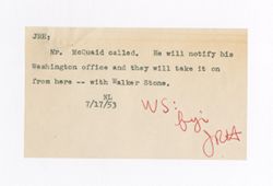 13 July 1953: To: Roy W. Howard. From: Clem D. Johnston.