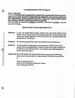 98-11-5 Resolution to Fund GRIF Initiative (IU Students for Life – Pro-Life Alliance of Gays and Lesbians)