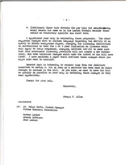 Letter from Joseph P. Allen to Howard W. Bremer of the Society of University Patent Administrators, June 27, 1979