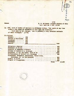 Hidlreth, Samuel P. List of Number of Warriors in Different Tribes, p. 129.